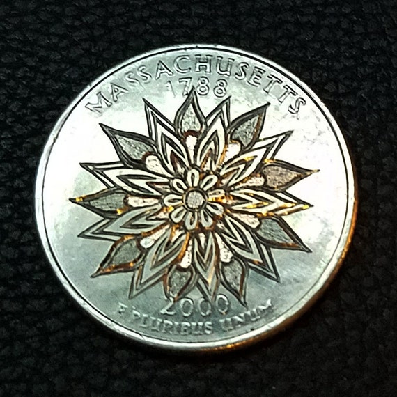 Lucky penny with Massachusetts engraved