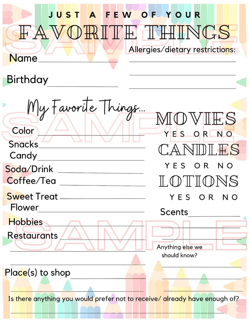 A Little About Me/teacher Form Etsy A Little About Me/teacher Form Etsy