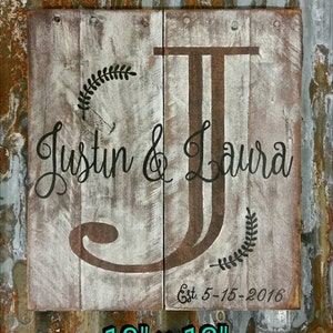 Monogram Pallet Sign, Family Monogram Sign, Wedding Sign, Wedding Gift ...