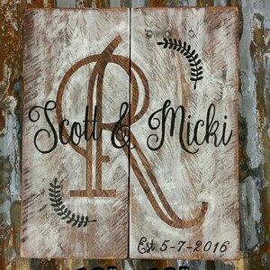 Monogram Pallet Sign, Family Monogram Sign, Wedding Sign, Wedding Gift ...