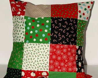 Christmas Patchwork Throw Pillow Cover - Holiday Essentials Christmas Fabric