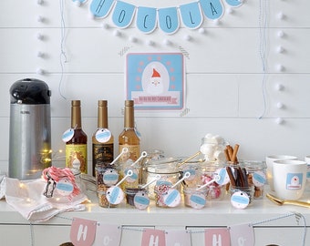 Hot Chocolate Bar Printable Kit: Santa Theme Party Decor (Digital Download)