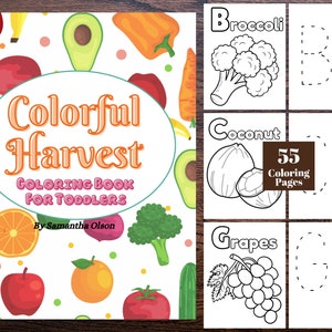 Fruits and Vegetables Coloring Pages, Printable Vegetable Coloring Pages, Kids Coloring Sheets, Homeschool, INSTANT DOWNLOAD