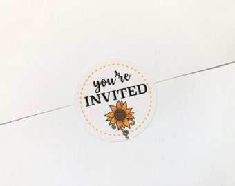 Round you’re invited stickers, envelope stickers, you’re invited stickers, fall stickers