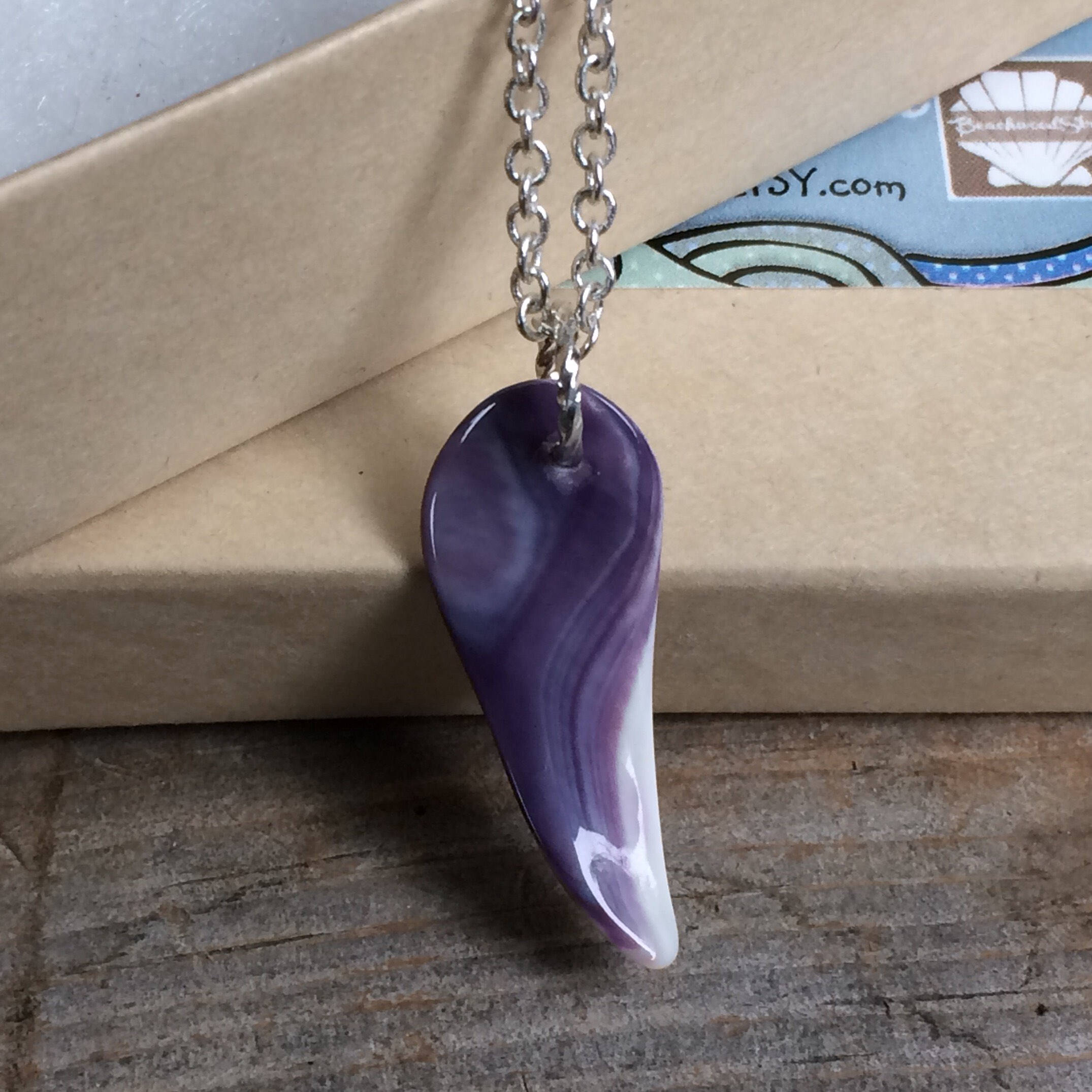 Wampum tear drop necklace Native American Jewelry Natural