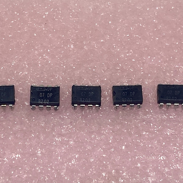 Lot of 5 Precision Monolithics OP07DP Op Amps Vintage (1982) New Old Stock 8 Pin DIP Integrated Circuits Guitar Pedal RAT pmi Analog IC