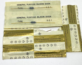 Rare Texas Instruments GO-1 Diodes Original Packaging New Old Stock 1960s Gold Legs
