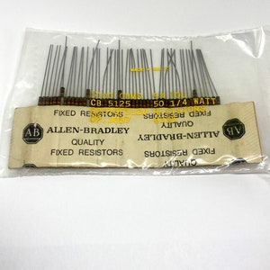 Lot of 50 Allen Bradley RC07GF512J Carbon Comp Resistors CB5125 5100 Ohms 1/4 Watt 5% Resistors New Old Stock 8335 Date Code