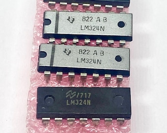 Lot of 4 LM324N Vintage Op Amps Texas Instruments National New Old Stock Dips 14 Pin 1980s Date Code