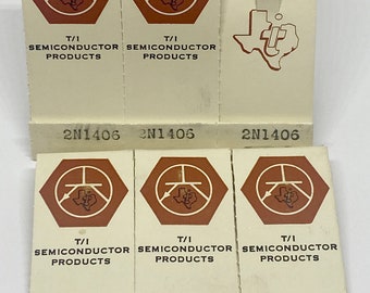 Texas Instruments 2N1406 Germanium Transistors in Matchbook packaging (6 pieces) 1960s NOS New Old Stock