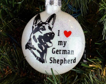 I Love My German Shepherd Ornament