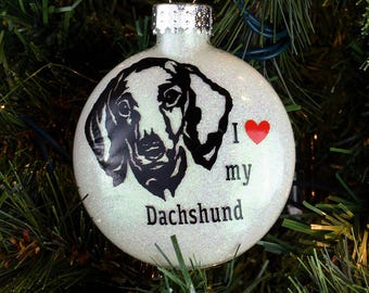 I Love My Dachshund Ornament