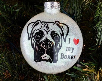 I Love My Boxer Ornament