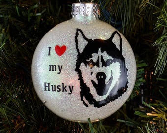 I Love My Husky Ornament