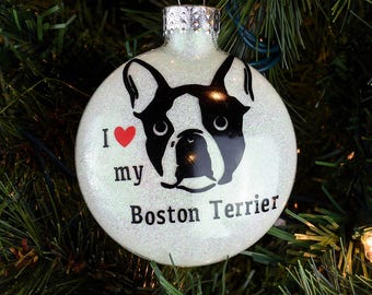 I Love My Boston Terrier Ornament