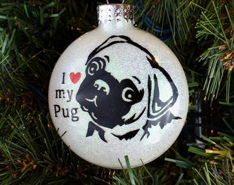 I Love My Pug Ornament