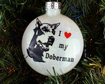 I Love My Doberman Ornament