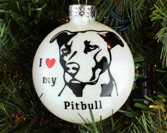 I Love My Pit Bull Ornament