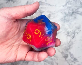 Silicone Large D20 Die Squishy: Hand-Painted Gaming Accessory