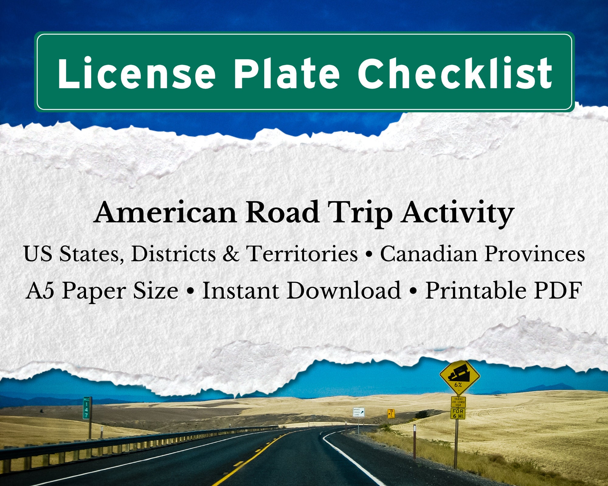 License Plate Checklist US Road Trip Game A5 Size Etsy
