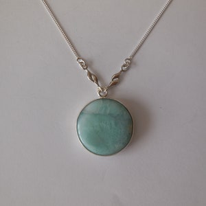 Larimar, Dominican Republic, Sterling Silver, Sterling Silver Chain, Sterling Silver Pendant, Sterling Silver Necklace, European Jewelry