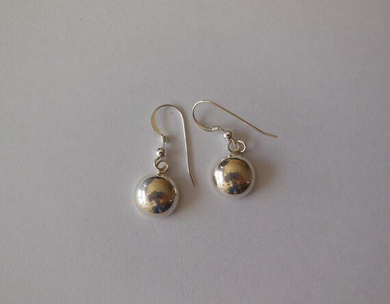 Solid Sterling Silver Earrings Halfball Earrings Dangle Earrings