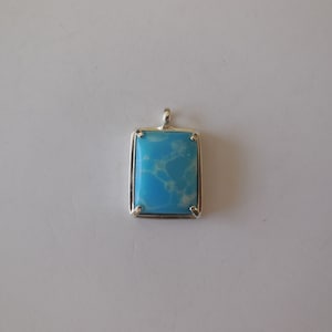 Blue Larimar, Dominican Republic, Sterling Silver, Sterling Silver Pendant, Sterling Silver Necklace, European Jewelry, Handmade Jewelry