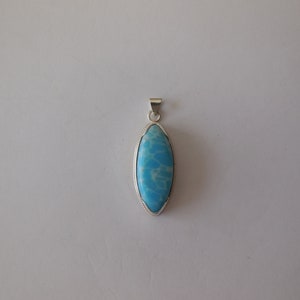 Blue Larimar, Dominican Republic, Sterling Silver, Sterling Silver Pendant, Sterling Silver Necklace, Handmade Jewelry, European Jewelry