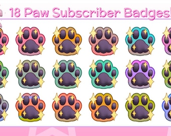 Kat, hond Subbadges pootafdruk voor Twitch, Discord (digitale download) Abonneebadges pootafdruk voor Twitch