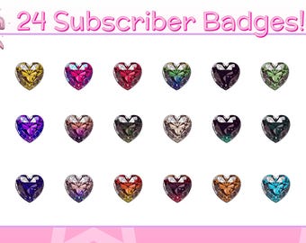 24 Sparkly Heart Twitch-subbadges, Discord-emotes (digitale download)