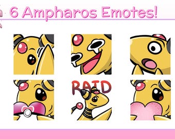Leuke emotes voor Twitch Ampharos Pokemon-emotes statische emotes klaar om te uploaden emotes onenigheid