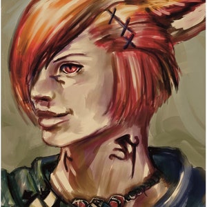 G&#39;raha Tia FFXIV Fan Art Poster Graha Tia poster Endwalker fan art G&#39;raha Tia fanart Graha from Endwalker fan art New Endwalker print