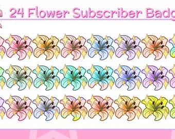 24 Flower Lily Twitch-subbadges, Discord-emotes (digitale download)