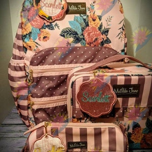 Made to Match Wonderment Personalized Backpack and/or Lunchbox tags: Floral Dreams