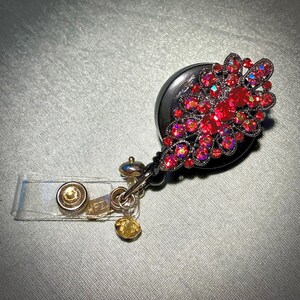 Retro Brilliant Red Crystal Rhinestone Badge Reel ID for Nurse, Doctor or other Professional