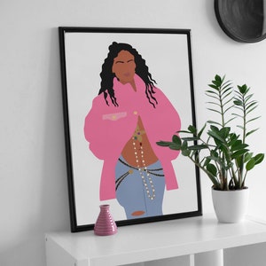 Rihanna Pregnancy Digital Wall Art, Riri Abstract Art, Figura femenina, Impresión de pared imprimible minimalista, Impresión de arte sin rostro, Boho Digital Art