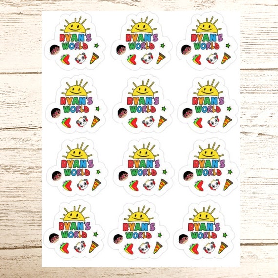 precut scallop shape 12 piece sticker sheet 2 stickers Ryan/'s world theme