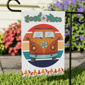 Good Vibes Flag, Yard Flag, Front yard flag, Garden Flag, Summer flag, Spring flag, Banner flag, Porch Flag, Retro designed flag, happy flag