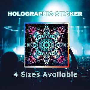 Holographic Vinyl Sticker: Symmetrical Psychedelic EDM Decal
