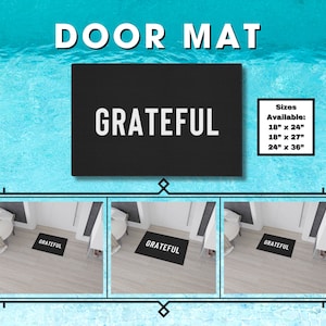 Welcome Door Mat with Grateful imprinted Heavy Duty Floor Mat, Front door Minimalist Door Mat, Home Decor, Front Porch Mat, Home Decoration