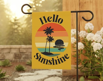Hello Sunshine Garden Flag: Tropical Summer Banner