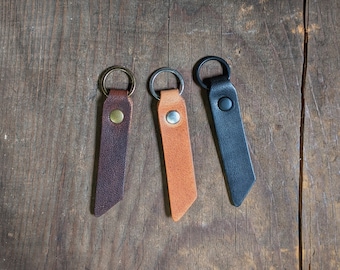 Minsi - Horween Leather Key Ring ID Tag - Personalized Leather Key Fob