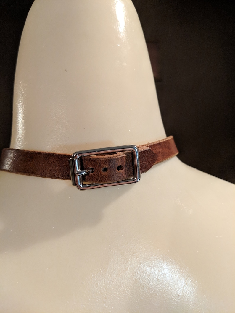 Leather Choker Metal O Ring Necklace