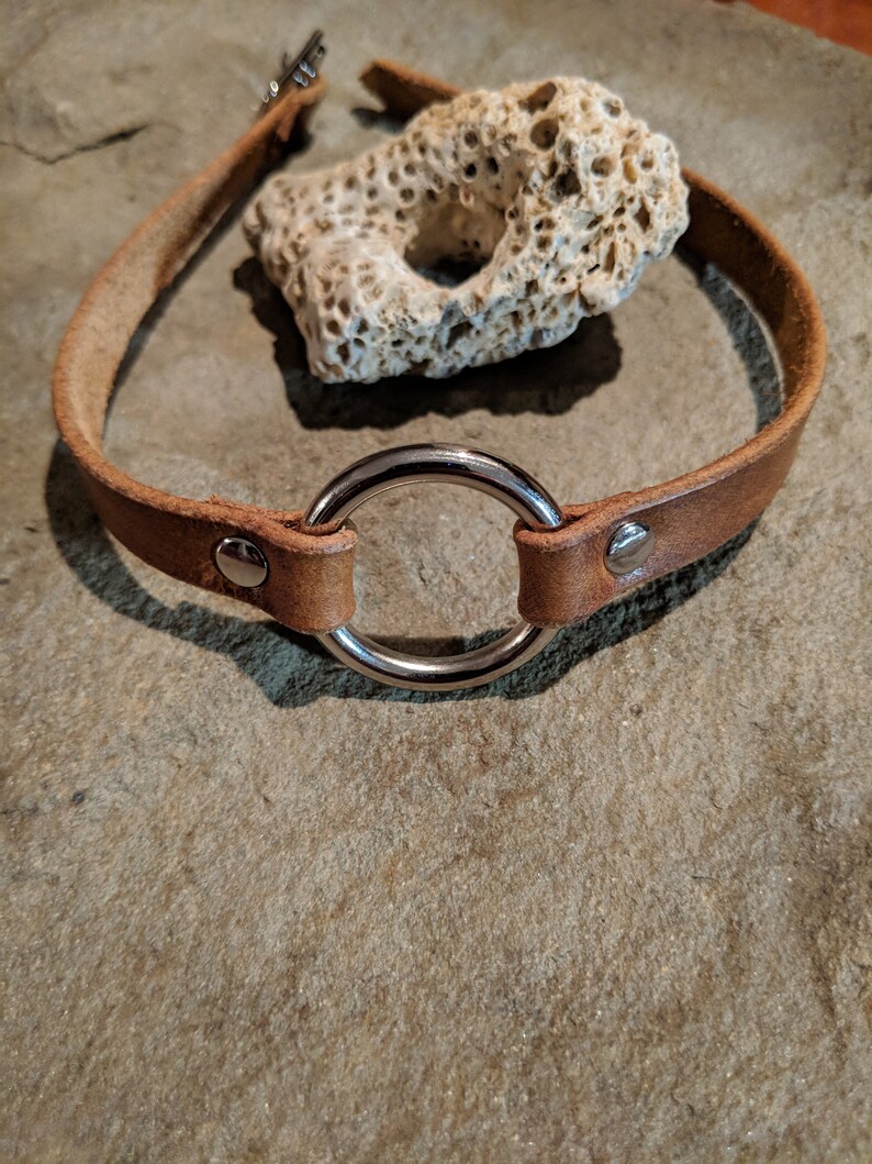 Leather Choker Metal O Ring Necklace