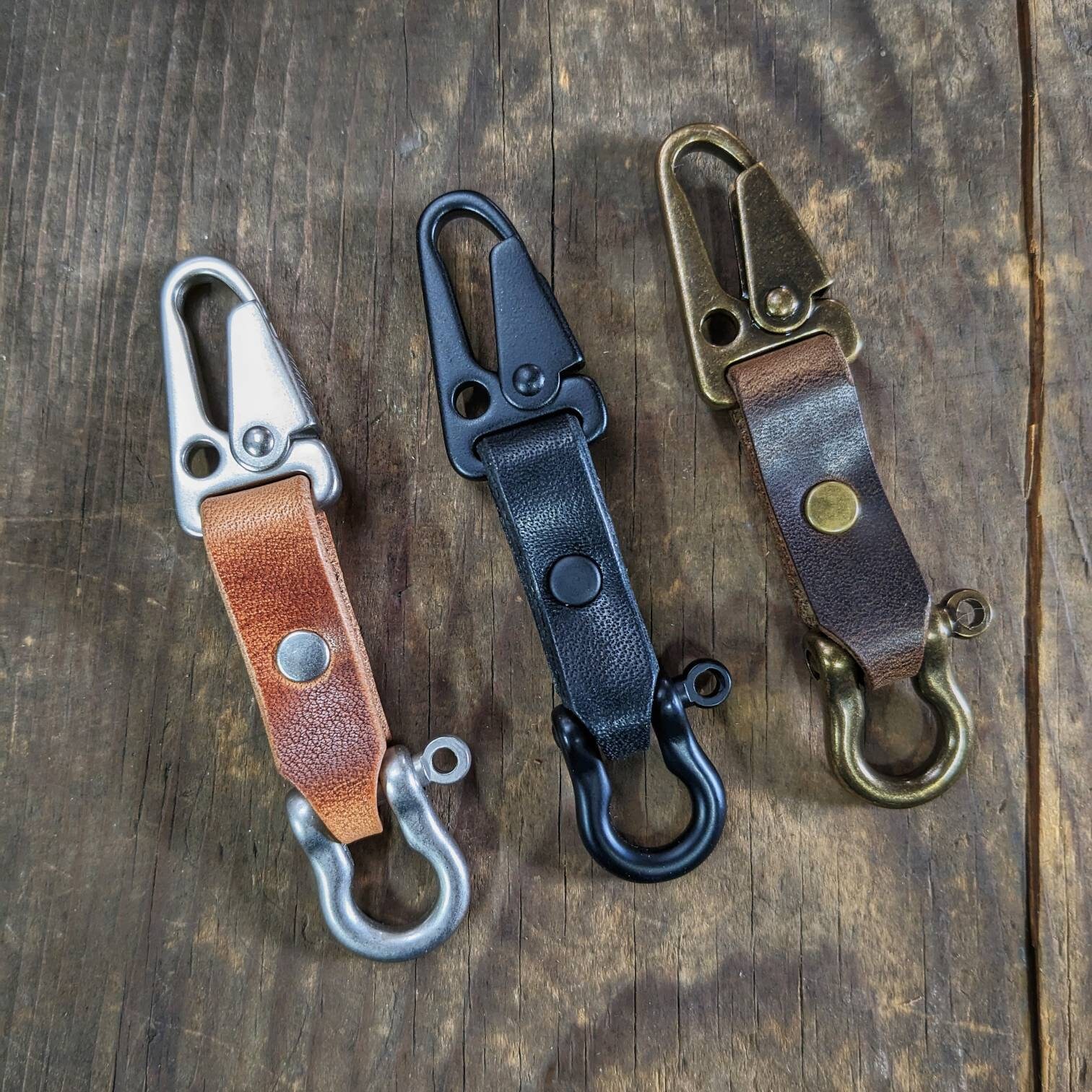 Military Key Clip - Horween Nut Brown Dublin