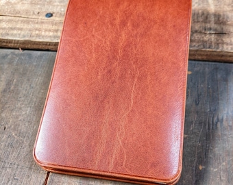 Horween Leather Spiral Notebook Cover - Flip up Notebook Style
