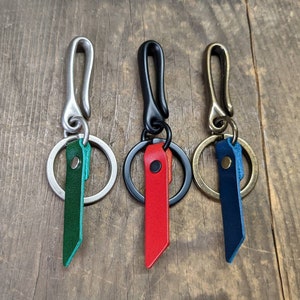Hemlock Mini Japanese Fish Hook - Personalized Italian Leather Tag Key Ring