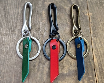 Hemlock Mini Japanese Fish Hook - Personalized Italian Leather Tag Key Ring