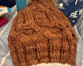 Cable Pom Pom Hat