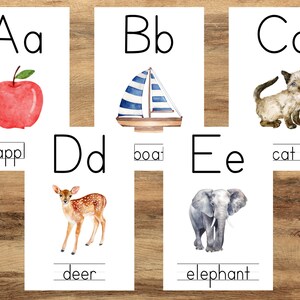 Alphabet Flashcards, Classroom Decor, Preschool Early Learning Resource, Montessori Flashcards, Educational Alphabet Cards, ABC Flashcards